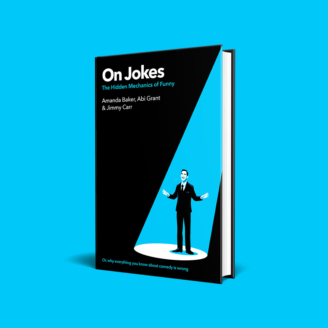 On Jokes, the book on its blue (product picture) On Jokes: The Hidden Mechanics of Funny, book cover